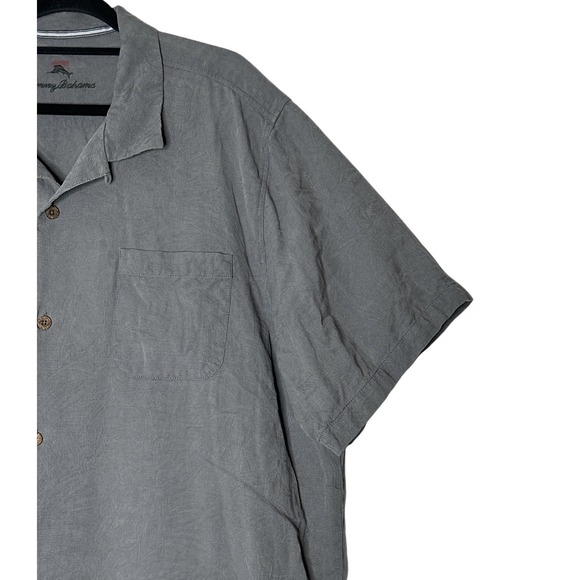 Tommy Bahama Shirt Men's 2X‎ Gray 100% Silk Cocktail Button Front Resort Beach - Picture 9 of 9